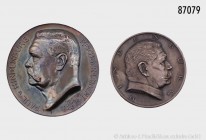 Weimarer Republik, Konv. von 2 Medaillen auf Reichspräsident Paul von Hindenburg: Silbermedaille 1927, von Hörnlein, anlässlich seines 80. Geburtstags...