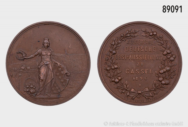 Bronzemedaille 1896, von W. Schlemming, Cassel, auf die Allg. Dt. Obst-Ausstellu...