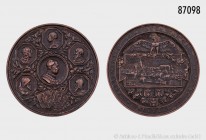 Große Bronzemedaille 1855, von F. Kullrich, auf die 600-Jahrfeier von Königsberg. Vs. Brustbild Friedrich Wilhelms IV. umgeben von fünf Porträts seine...