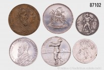 Deutsches Reich (Kaiserreich und Weimarer Republik), Konv. von 6 verschiedenen Medaillen, dabei Schützenmedaille Bayern, Prinzregent Luitpold, auf das...