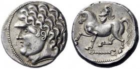  Celtic Coins   Uncertain tribe (Central Europe)  Tetradrachm imitating Philip II issue 2nd-1st century BC, AR 12.79 g. Stylised male head l.  Rev.  C...