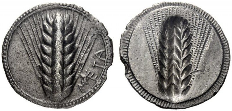  Greek Coins   Metapontum  Nomos circa 540-510, AR 7.94 g. Ear of barley. Rev. T...