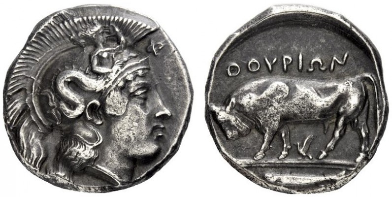  Greek Coins   Thurium  Nomos circa 410-400, AR 8.01 g. Head of Athena r., weari...