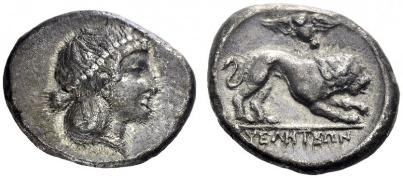  Greek Coins   Velia  Didrachm circa 400-340, AR 7.36 g. Head of nymph r., weari...