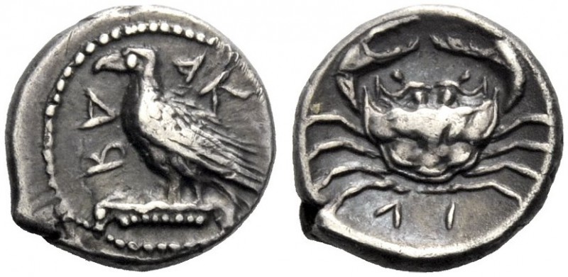  Greek Coins   Sicily, Agrigentum  Litra circa 413, AR 0.77 g. Eagle standing l....