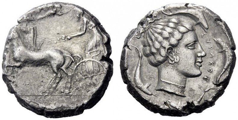  Greek Coins   Syracuse  Tetradrachm circa 440-430, AR 17.04 g. Prancing quadrig...