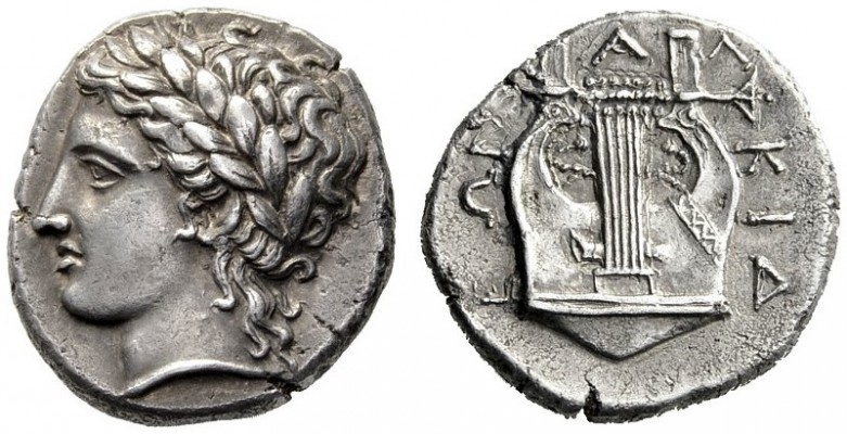  Greek Coins   Olynthus  Tetradrachm circa 401-398, AR 14.25 g. Laureate head of...