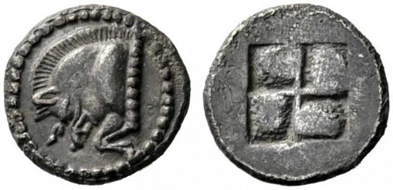  Greek Coins   Stagira (?)  Trihemiobol after 480 (?), AR 1.19 g. Forepart of bo...