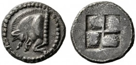  Greek Coins   Stagira (?)  Trihemiobol after 480 (?), AR 1.19 g. Forepart of boar l. Rev. quadripartite incuse square. Traité –. SNG Copenhagen –. SN...