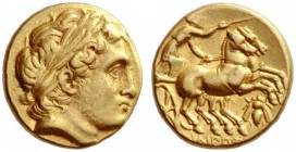  Greek Coins   Philip II 359 – 336 and posthumous issues  Stater, Magnesia ad Maeandrum circa 323-316, AV 8.57 g. Laureate head of Apollo r. Rev. Pran...
