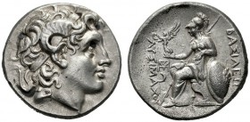  Greek Coins   Kingdom of Thrace, Lysimachus 323 – 281 and posthumous issues  Tetradrachm, Lampsacus 297-281, AR 16.97 g. Diademed head of deified Ale...
