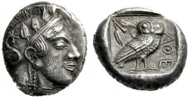 Greek Coins   Attica, Athens  Tetradrachm circa 460-450, AR 15.99 g. Head of Athena r., wearing crested Attic helmet. Rev. Owl, with closed wings, st...