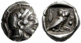  Greek Coins   Attica, Athens  Obol after 460-450, AR 0.69 g. Head of Athena r., wearing crested Attic helmet. Rev. Owl, with closed wings, standing r...
