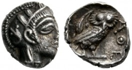  Greek Coins   Attica, Athens  Obol circa 460-450, AR 0.69 g. Head of Athena r., wearing crested Attic helmet. Rev. Owl, with closed wings, standing r...