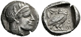  Greek Coins   Attica, Athens  Tetradrachm circa 455-450, AR 16.25 g. Head of Athena r., wearing crested Attic helmet. Rev. Owl, with closed wings, st...