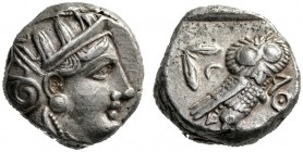  Greek Coins   Attica, Athens  Tetradrachm late 4th early 3rd century, AR 17.12 g. Head of Athena r., wearing crested Attic helmet. Rev. Owl, with clo...