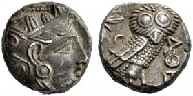  Greek Coins   Attica, Athens  Tetradrachm late 4th early 3rd century, AR 17.20 g. Head of Athena r., wearing crested Attic helmet. Rev. Owl, with clo...