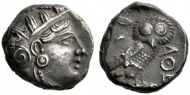  Greek Coins   Attica, Athens  Tetradrachm circa 337-294, AR 17.20 g. Head of Athena r., wearing crested Attic helmet. Rev. Owl, with closed wings, st...