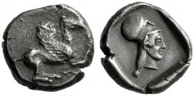  Greek Coins   Corinthia, Corinth  Stater circa 490-450, AR 8.53 g. Pegasus flying r. Rev. Head of Athena r., wearing Corinthian helmet; all within pa...