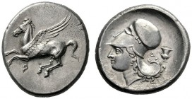  Greek Coins   Corinthia, Corinth  Stater circa 345-307, AR 8.37 g. Pegasus flying l.; below, koppa . Rev. Head of Athena l., wearing Corinthian helme...