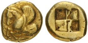  Greek Coins   Lampsacus  Stater circa 412, EL 14.90 g. Forepart of Pegasus l.; below, ‡. All within vine wreath. Rev. Quadripartite incuse square. Ba...