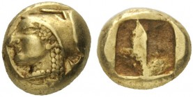  Greek Coins   Phocaea  Hecte circa 521-478, EL 2.60 g. Head of Athena l., wearing Corinthian helmet, bowl decorated with floral scroll; behind, seal....