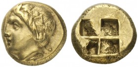  Greek Coins   Phocaea  Hecte circa 477-388, EL 2.53 g. Laureate head of young Pan l. Rev. Quadripartite incuse square. Bodenstedt 85.  Extremely fine...