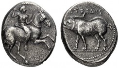  Greek Coins   Pamphylia, Aspendos  Siglos circa 410-375, AR 5.08 g. Mopsus riding r. on horseback, spear held in his upraised r. hand. Rev. Boar l. v...