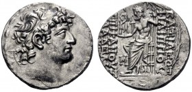 Greek Coins   Philip I Philadelphus, circa 95 – 75  Tetradrachm, Tarsus (?) circa 88/7-76/5, AR 14.44 g. Diademed head r. Rev. Zeus seated l. holding...