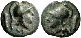  The Roman Republic  Semis circa 230, Æ 116.16 g. Head of Minerva r., wearing crested Corinthian helmet; below, mark of value S, in l. field, club. Re...