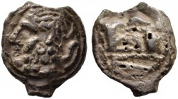  The Roman Republic  Semis circa 215-212, Æ 20.07 g. Laureate head of Saturn l.; behind, S. Rev. Prow l.; above, S. Haeberlin pl. 51, 5. Aes Grave 25....