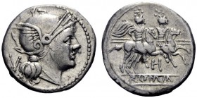  The Roman Republic  Quinarius, South East Italy circa 211-210, AR 2.22 g. Helmeted head of Roma r.; behind, V. Rev. The Dioscuri galloping r.; below,...