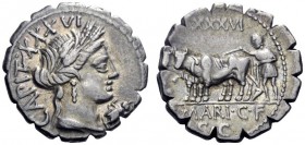  The Roman Republic   C. Marius C.f. Capito. Denarius serratus 81, AR 3.94 g. Bust of Ceres r.; behind, CAPIT·XXXVI. Below chin, unidentified symbol. ...