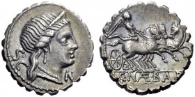  The Roman Republic   C. Naevius Balbus. Denarius serratus 80, AR 4.02 g. Diademed head of Venus r.; behind, S·C and before, N. Rev. Victory in pranci...