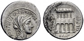  The Roman Republic   P. Fonteius P.f. Capito. Denarius 55, AR 3.79 g. P·FONTEIVS·CAPITO·III·VIR CONCORDIA Diademed and draped head of Concordia r. Re...