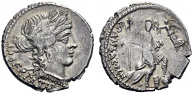  The Roman Republic   C. Vibius C.f. C.n. Pansa Caetronianus. Denarius 48, AR 4.03 g. LIBERTATIS Laureate head of Libertas r. Rev. C·PANSA·C:F.C·N Rom...
