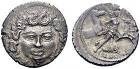  The Roman Republic   L. Plautius Plancus. Denarius 47, AR 3.81 g. Head of Medusa facing; with coiled snake on either side; below, L·PLAVTIVS. Rev. Vi...