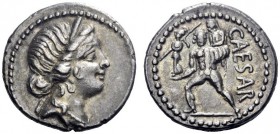  The Roman Republic   Julius Caesar. Denarius, Asia 48-47, AR 3.91 g. Diademed head of Venus r. Rev. CAESAR Aeneas advancing l., carrying palladium in...