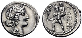  The Roman Republic   Julius Caesar. Denarius, Asia 48-47, AR 3.70 g. Diademed head of Venus r. Rev. CAESAR Aeneas advancing l., carrying palladium in...