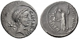  The Roman Republic   Julius Caesar and P. Sepullius Macer . Denarius 44, AR 3.94 g. CAESAR IMP Wreathed head of Caesar r.; behind, eight-rayed star. ...