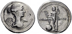  The Roman Empire   Octavian, 32 – 27 BC  Denarius, Brundisium or Roma (?) circa 32-29 BC, AR 3.28 g. Winged bust of Victory r. Rev. Neptune standing ...