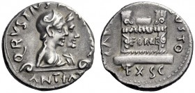  The Roman Empire   Octavian as Augustus, 27 BC – 14 AD   Q. Rustius. Denarius circa 19 BC, AR 3.97 g. Jugate busts of Fortuna Victrix and Fortuna Fel...
