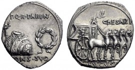  The Roman Empire   Octavian as Augustus, 27 BC – 14 AD  Denarius, Colonia Patricia circa 18 BC, AR 3.63 g. Toga picta over tunica palmata between aqu...