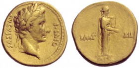  The Roman Empire   Octavian as Augustus, 27 BC – 14 AD  Aureus, Lugdunum 11-10 BC, AV 7.84 g. Laureate head r. Rev. Apollo Citharedus, in long draper...