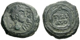  The Roman Empire   Octavian as Augustus, 27 BC – 14 AD  Bronze, Turiaso after 2 BC, Æ 3.76 g. Laureate head r. Rev. Legend within oak wreath. Yriarte...