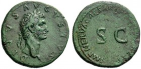  The Roman Empire   Octavian as Augustus, 27 BC – 14 AD   Divus Augustus.  Sestertius circa 98 AD, Æ 26.06 g. Laureate head r. Rev. Legend around S C....