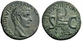  The Roman Empire   Tiberius augustus, 14 – 37  As 15-16, Æ 10.83 g. Bare head r. Rev. Draped female figure seated r., holding patera and sceptre. C 1...