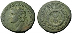  The Roman Empire   Tiberius augustus, 14 – 37  Dupondius circa 16-22, Æ 16.78 g. Laureate head l. Rev. Small bust of Tiberius within laurel wreath on...