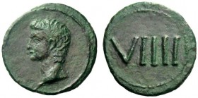  The Roman Empire   Tesserae, time of Tiberius  Tessera 1st century AD, Æ 2.78 g. Laureate head of Augustus l. Rev. VIIII. Buttrey, NC 1973, B7/VIIII....