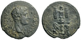  The Roman Empire   Tesserae, time of Tiberius  Tessera 1st century AD, Æ 2.82 g. GERMANICVS – CAESAR Laureate head of Germanicus r.. Rev. Captive kne...